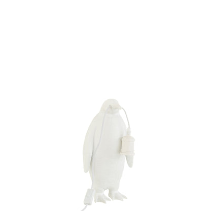 Bordlampe pingvin i hvid resin, lille, J-Line