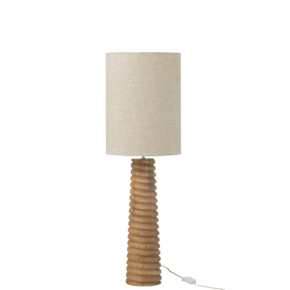 Bordlampe med gevind, naturfarvet træ, grå, J-Line