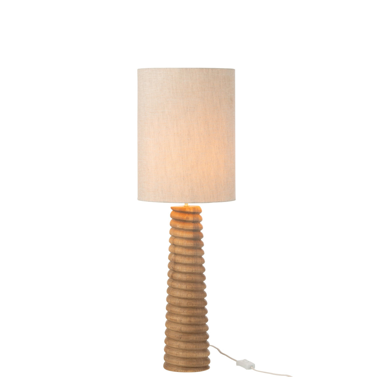 Bordlampe med gevind, naturfarvet træ, grå, J-Line