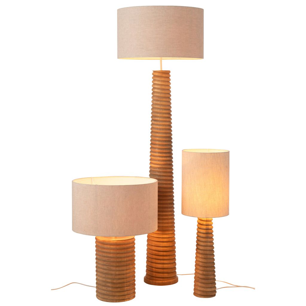 Tafellamp Schroefdraad Wijd Hout Naturel Grijs J-Line