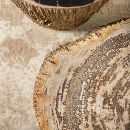 Taly Koffietafel Small van PTMD, close up van de natuurlijke tekening in het versteende hout