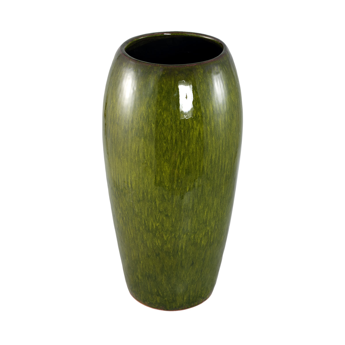 Tamica Dark Green Ceramic Pot M van PTMD, detail van de gladde donkergroene keramiekafwerking