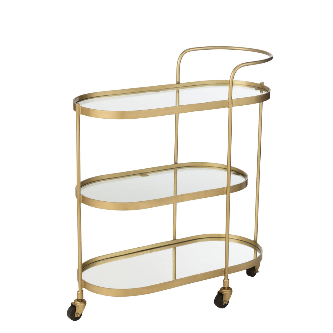 Trolley oval metal/spejl guld J-Line