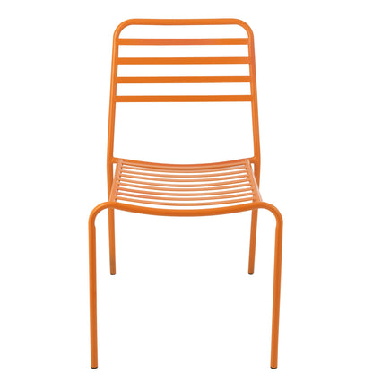 Havestol i stribet metal, orange, J-Line