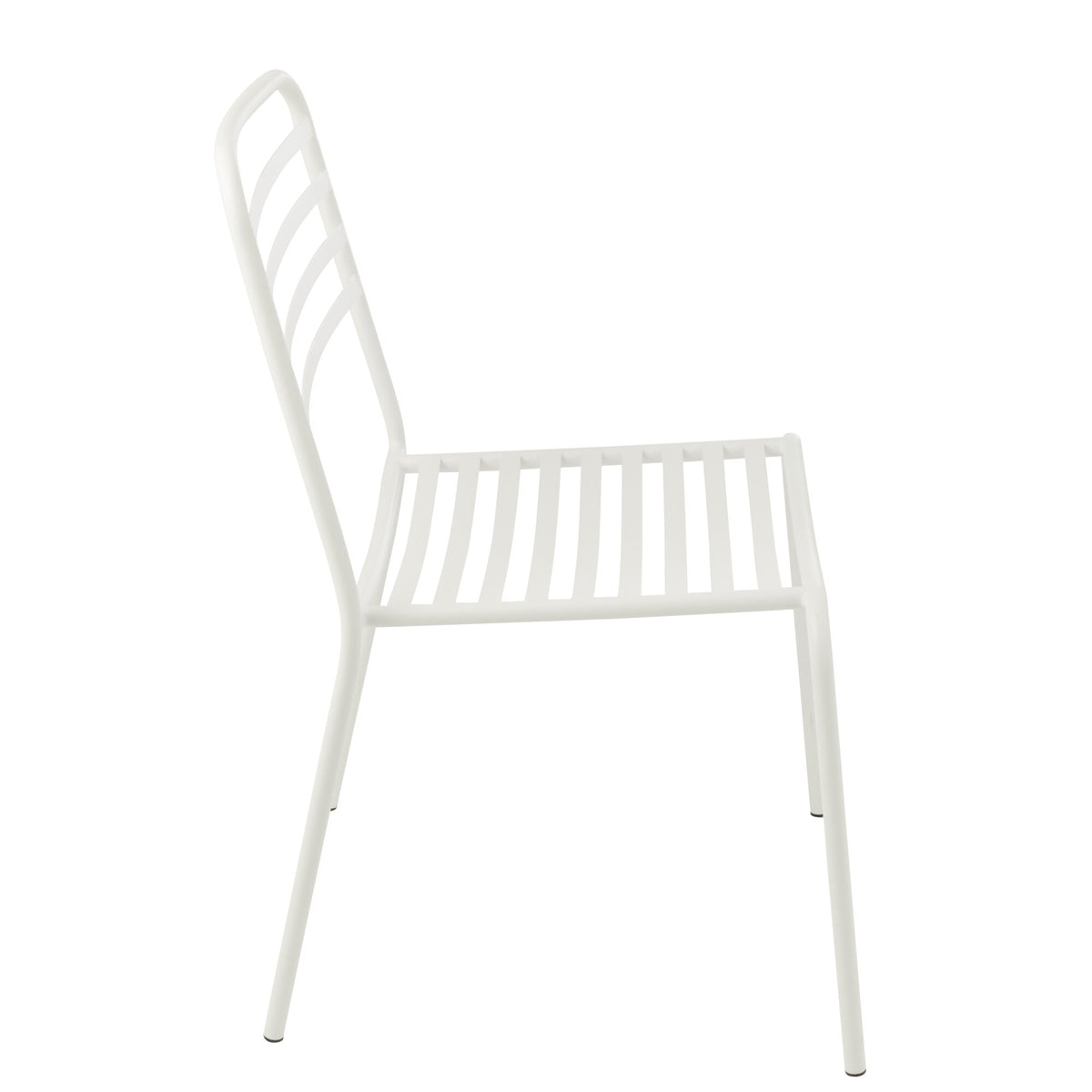 Havestol i stribet metal, hvid – J-Line