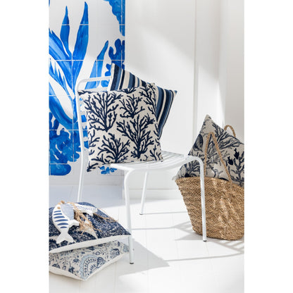 Havestol i stribet metal, hvid – J-Line