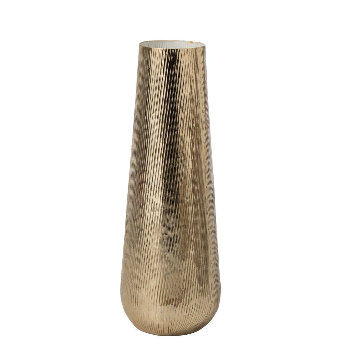 Vase i stribet aluminium, guld/hvid, stor J-Line