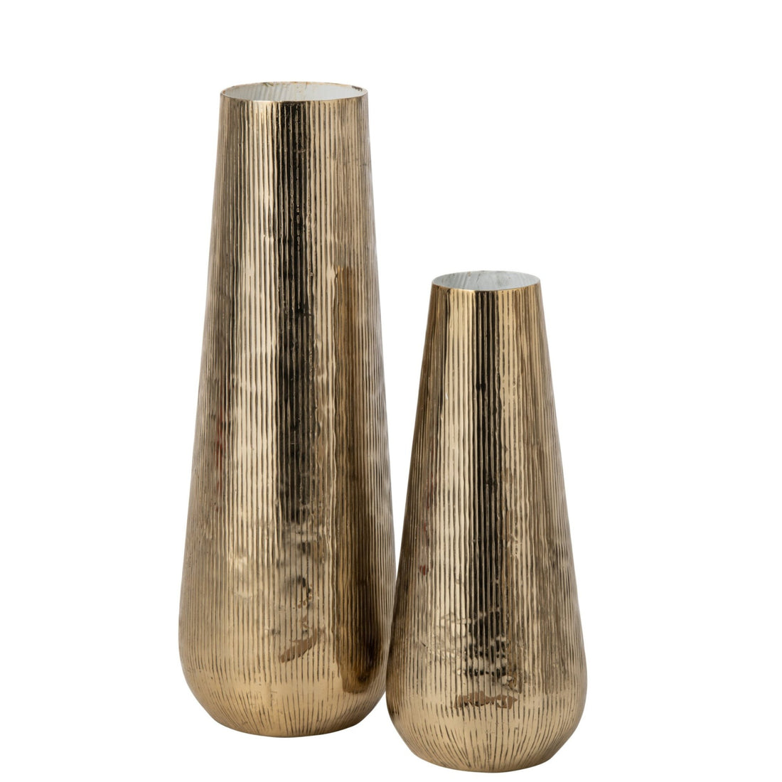 Vase i stribet aluminium, guld/hvid, stor J-Line