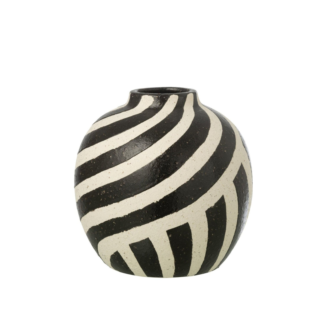 Vaas Gestreept Keramiek Gebroken Wit/Zwart J-Line