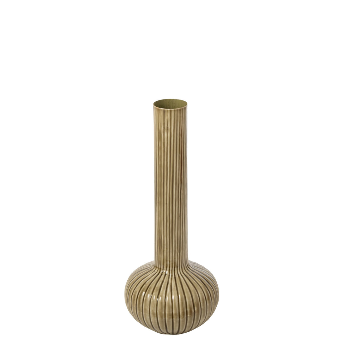 Vase i jern, olivengrøn, stor, J-Line