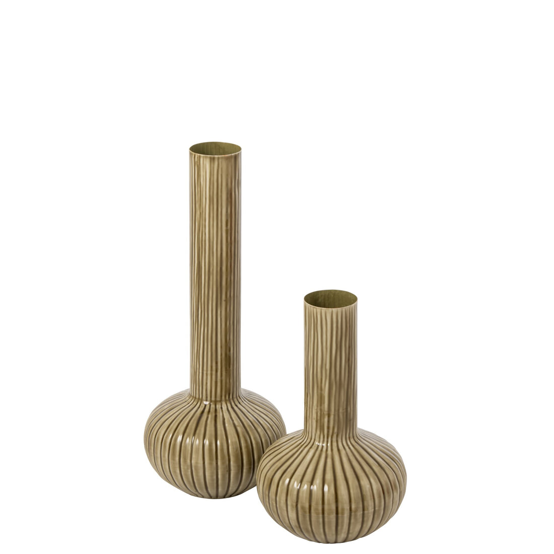 Vase i jern, olivengrøn, stor, J-Line
