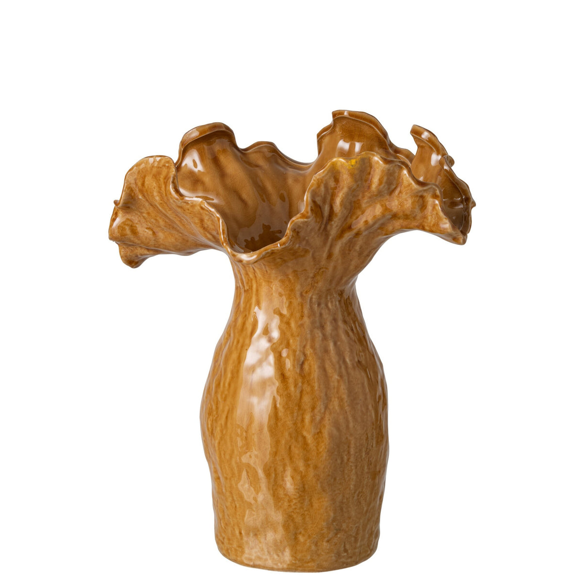 Vase i keramik, sennepsgul, stor, J-Line