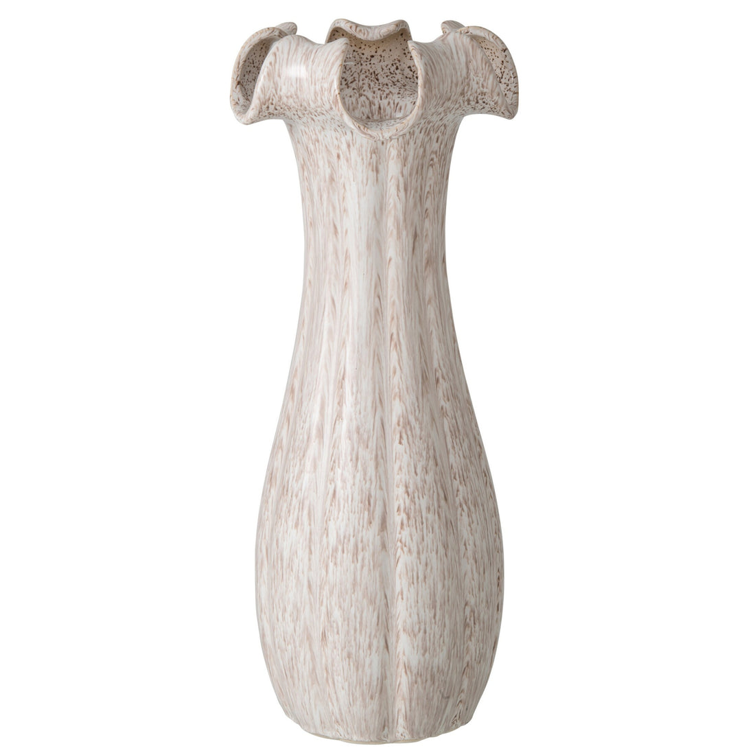 Vase i glaseret keramik, beige, stor – J-Line