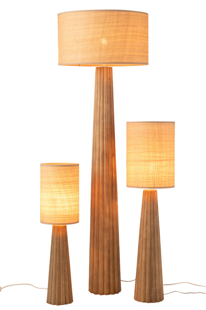 Vloerlamp Paraplu Ailanthus Hout Naturel 48x48x157cm - Vloerlamp - J-Line - livinglovely.nl