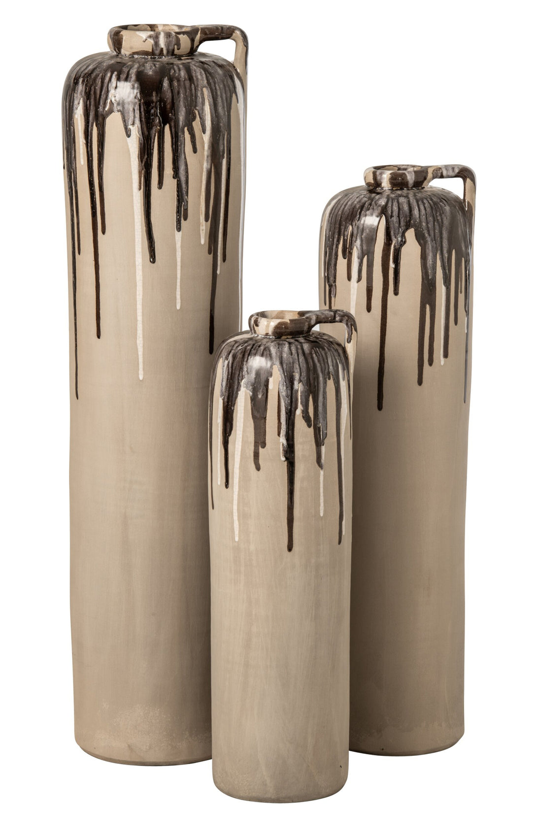 Gulvvase i keramik, beige/brun, stor, J-Line