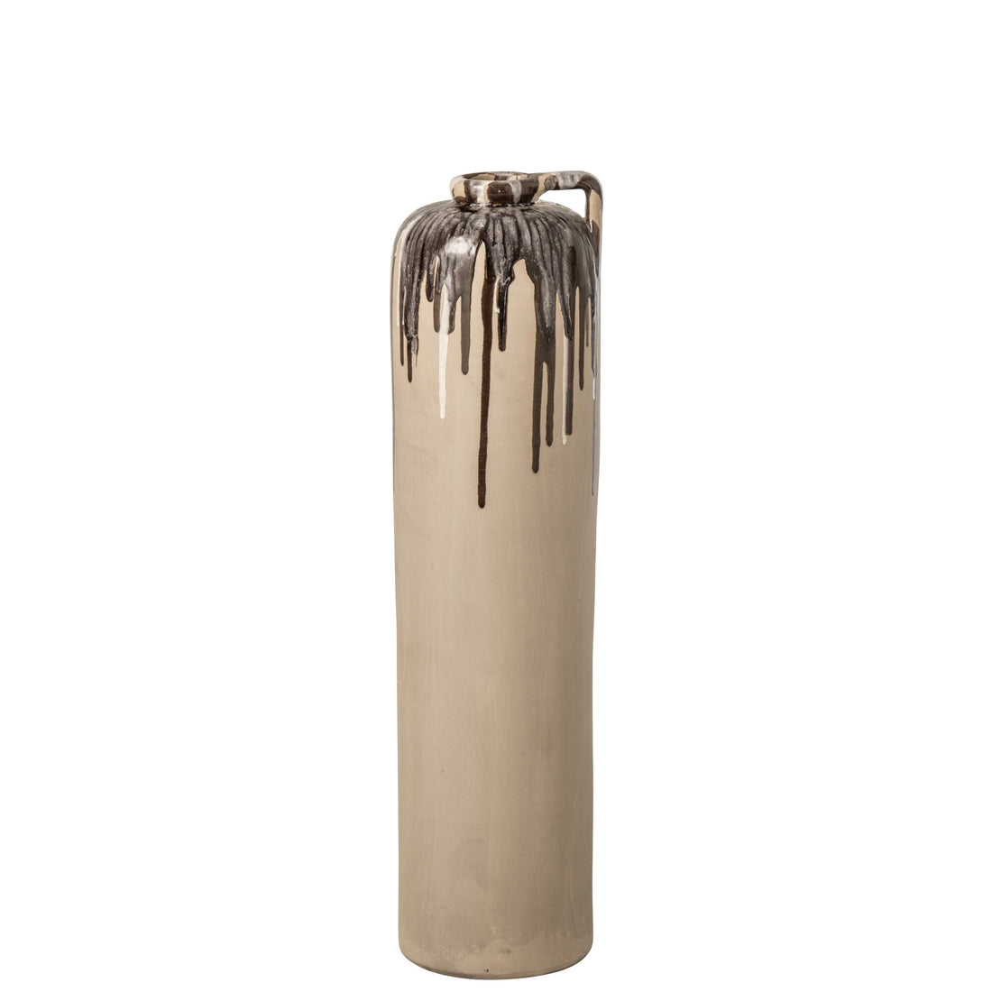 Gulvvase i keramik, beige/brun, medium, J-Line