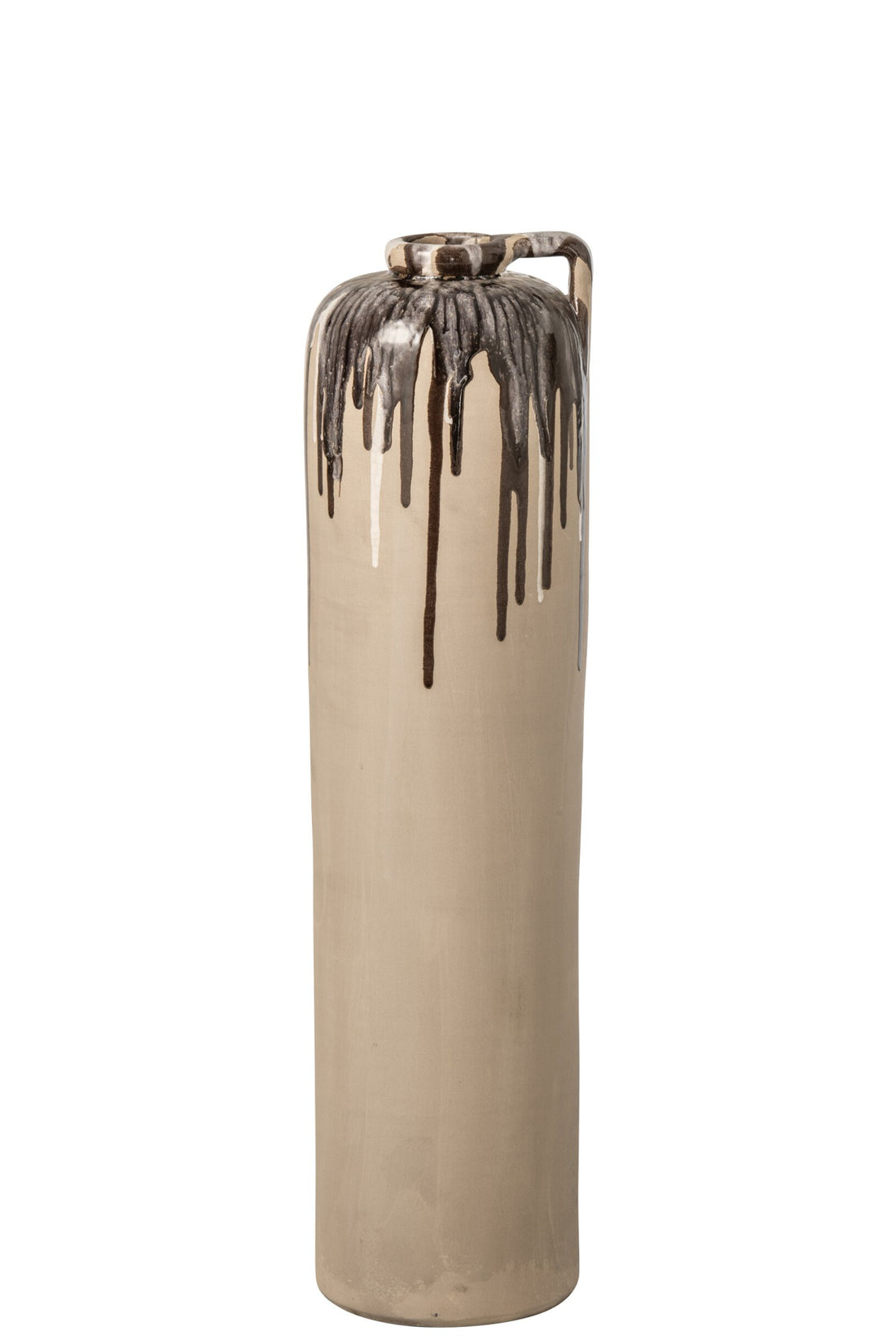 Gulvvase i keramik, beige/brun, medium, J-Line
