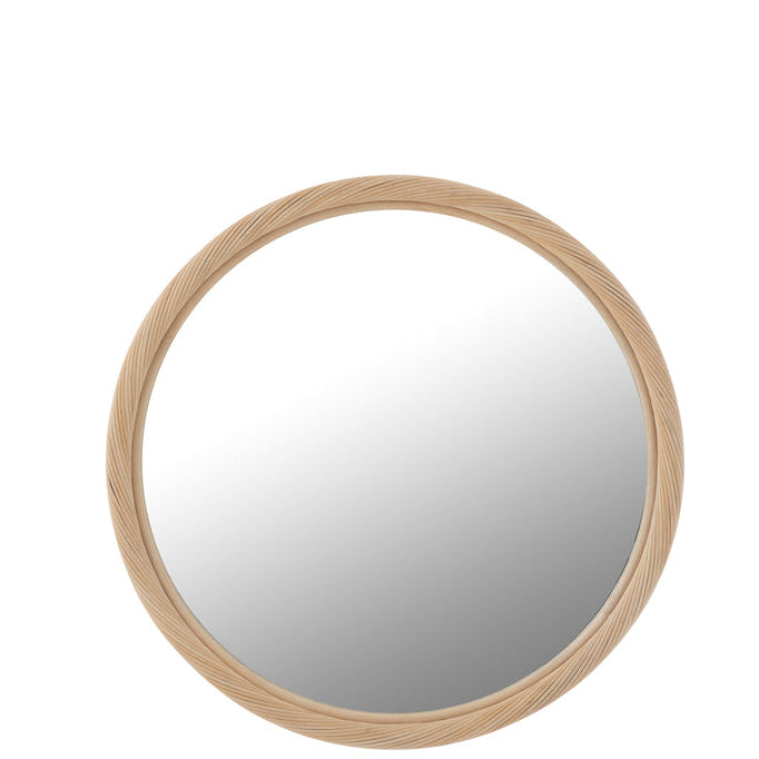 Wandspiegel Rond Rotan/Glas Naturel Medium Ø 66.5 cm - Spiegel - J-Line - livinglovely.nl