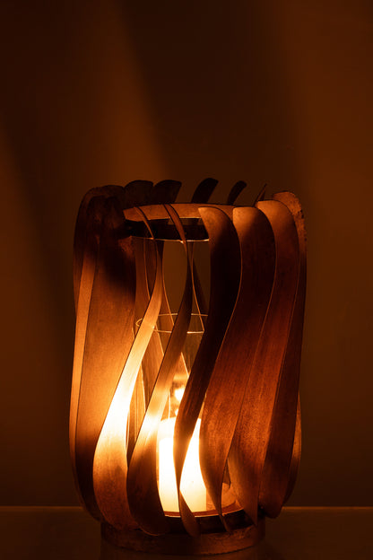 Windlicht Tina Ijzer/Fuweel Goud - Windlicht - J-Line - livinglovely.nl
