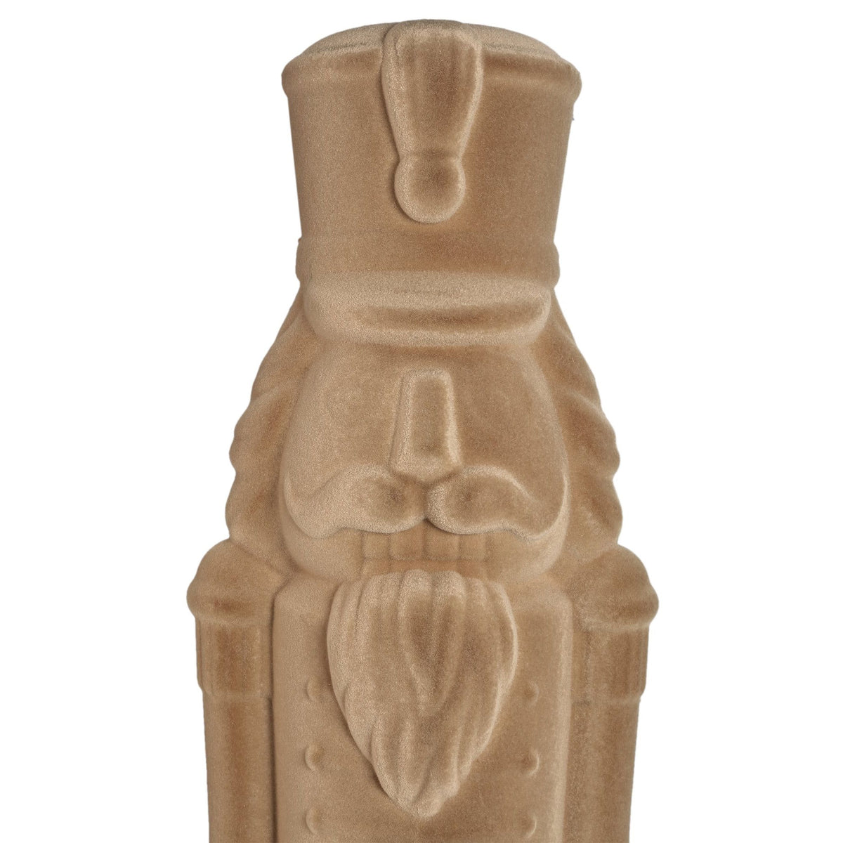 Yule Notenkraker Beige Large van PTMD, close up van het gezicht en de hoed van de notenkraker