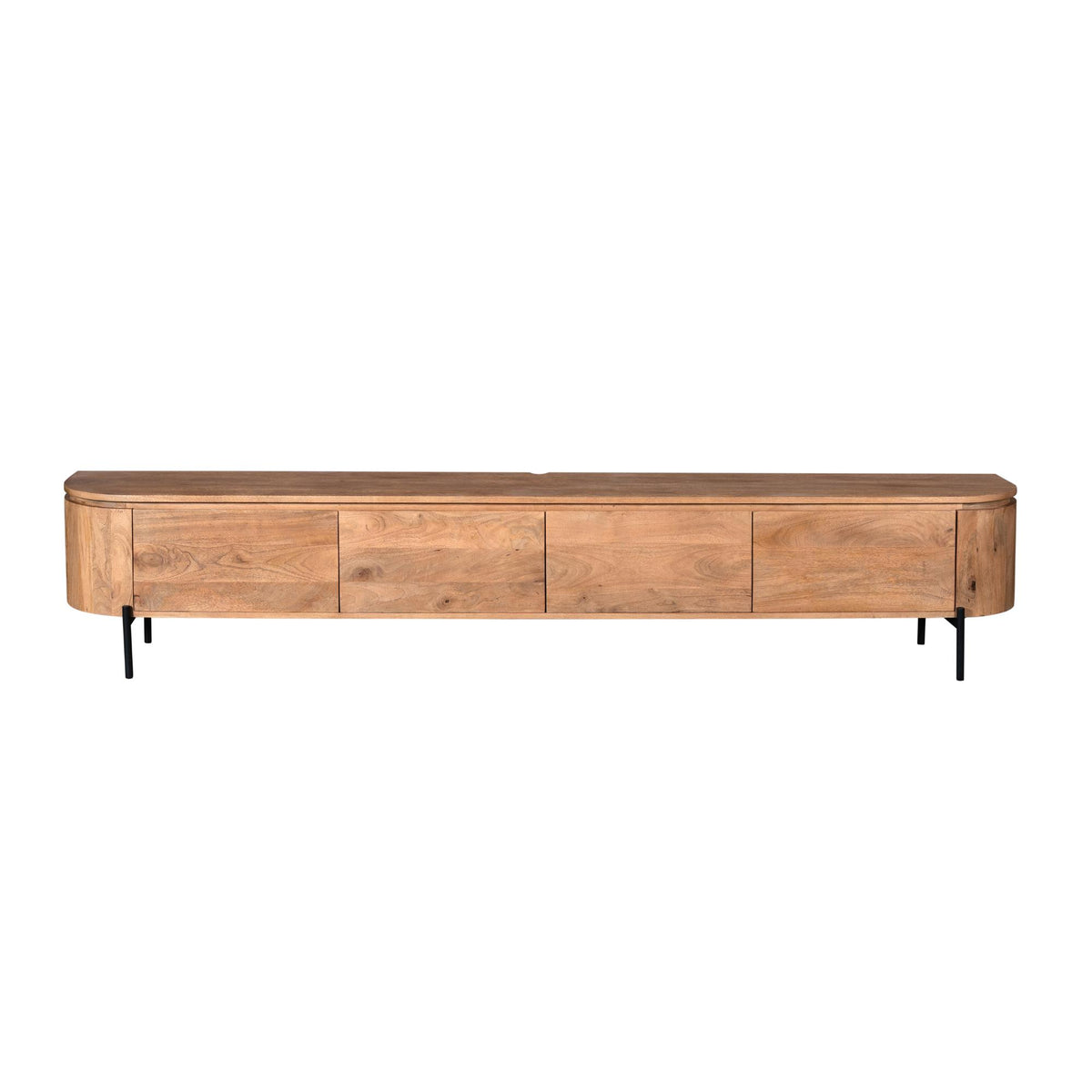Zwevend TV-meubel Excellent Naturel 200cm van Starfurn op metalen pootjes, vooraanzicht