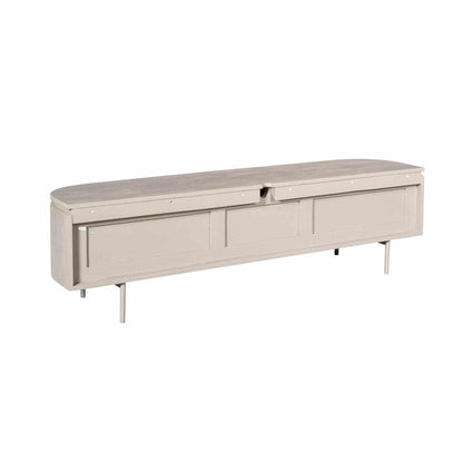 Zwevend TV-meubel Excellent Taupe 160cm van Starfurn schuin van rechts op pootjes