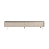Zwevend TV-meubel Excellent Taupe 240cm van Starfurn op metalen pootjes, vooraanzicht
